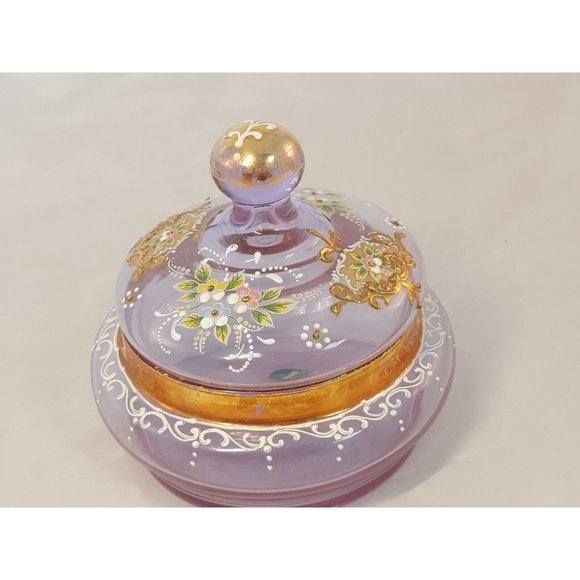 Italian Venetian Murano Art Glass Moriage Powder Candy Covered Jar Vintage - Picture 3 of 9